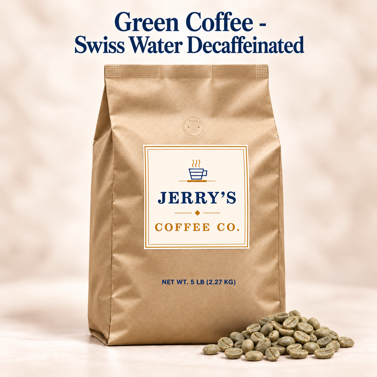 Green Coffee - Swiss Water Decaffeinated - Jerry's Coffee Co. bag
